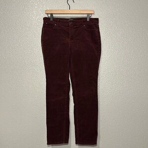 Talbots Flawless Five Pocket Wine Colored Corduroy Straight Jeans Size 8P